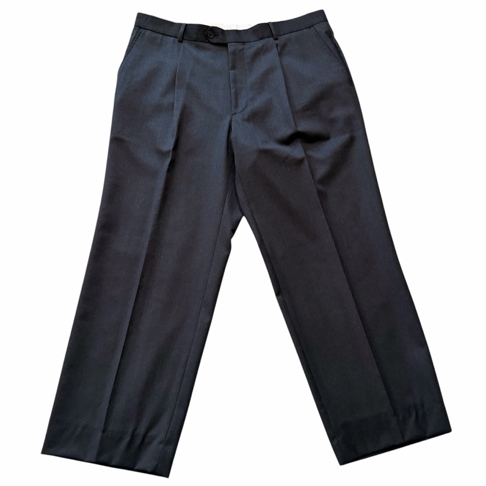 Hugo Boss Grey Pleat Front Wool Trouser